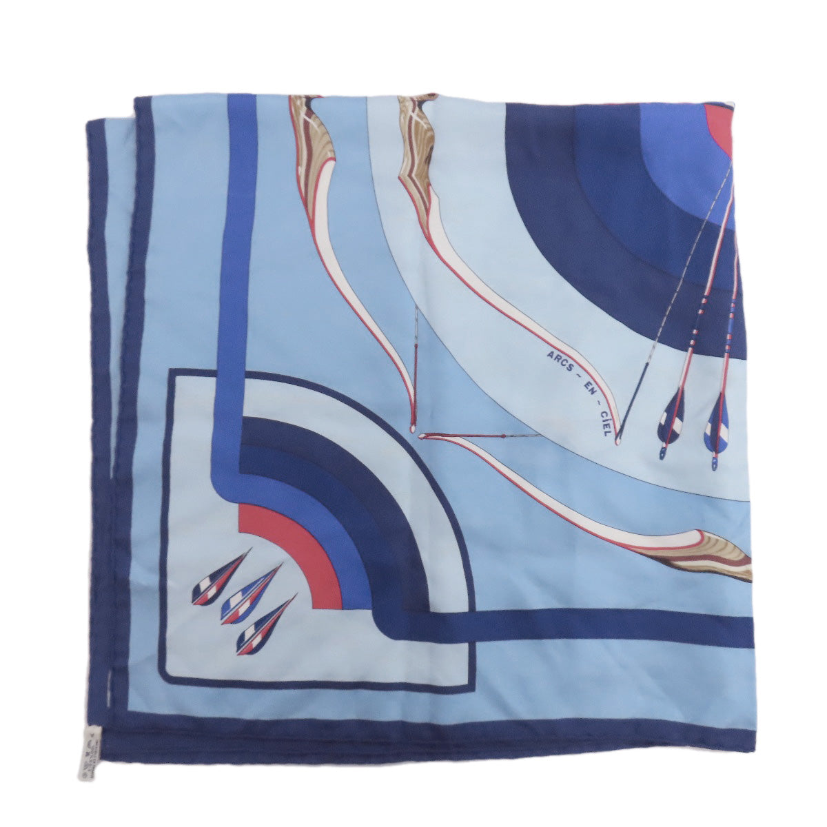 HERMES scarf silk blue Carre90 ARCS EN CiEL