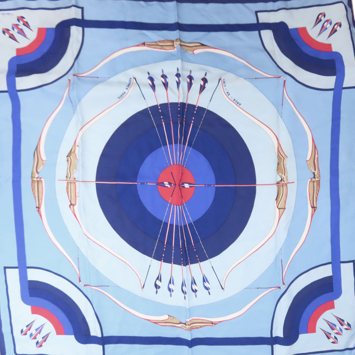 HERMES scarf silk blue Carre90 ARCS EN CiEL