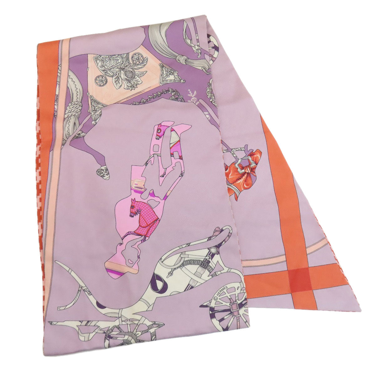 HERMES scarf silk purple Maxi Twilly cut