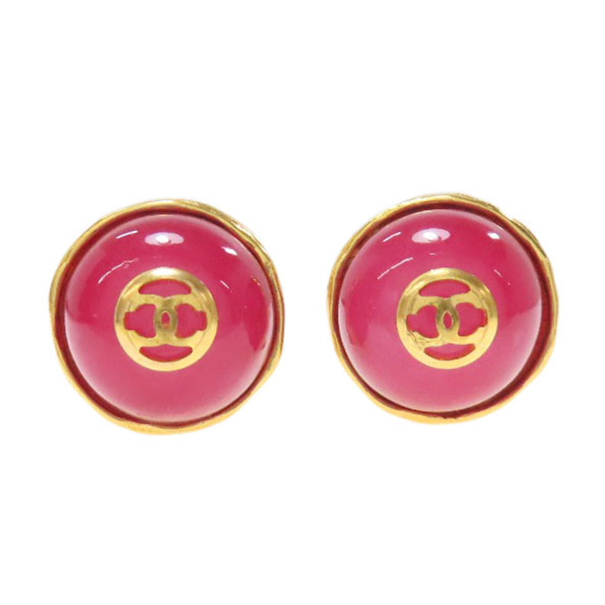CHANEL Earring Gold Plated pink Gripoa COCO Mark Women