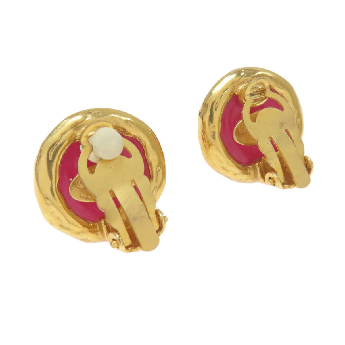 CHANEL Earring Gold Plated pink Gripoa COCO Mark Women