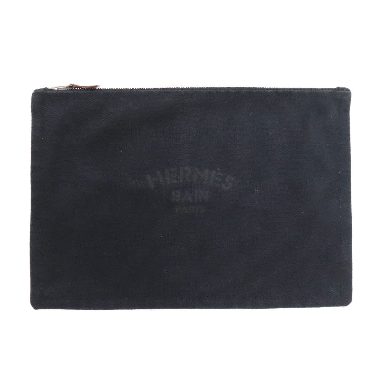 HERMES Accessory pouch cotton black logo Women