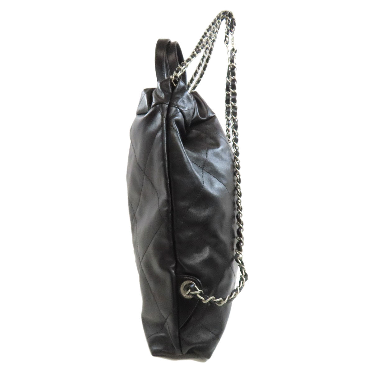 CHANEL Backpack lambskin black Chanel 22 Backpack Silver Metal Women