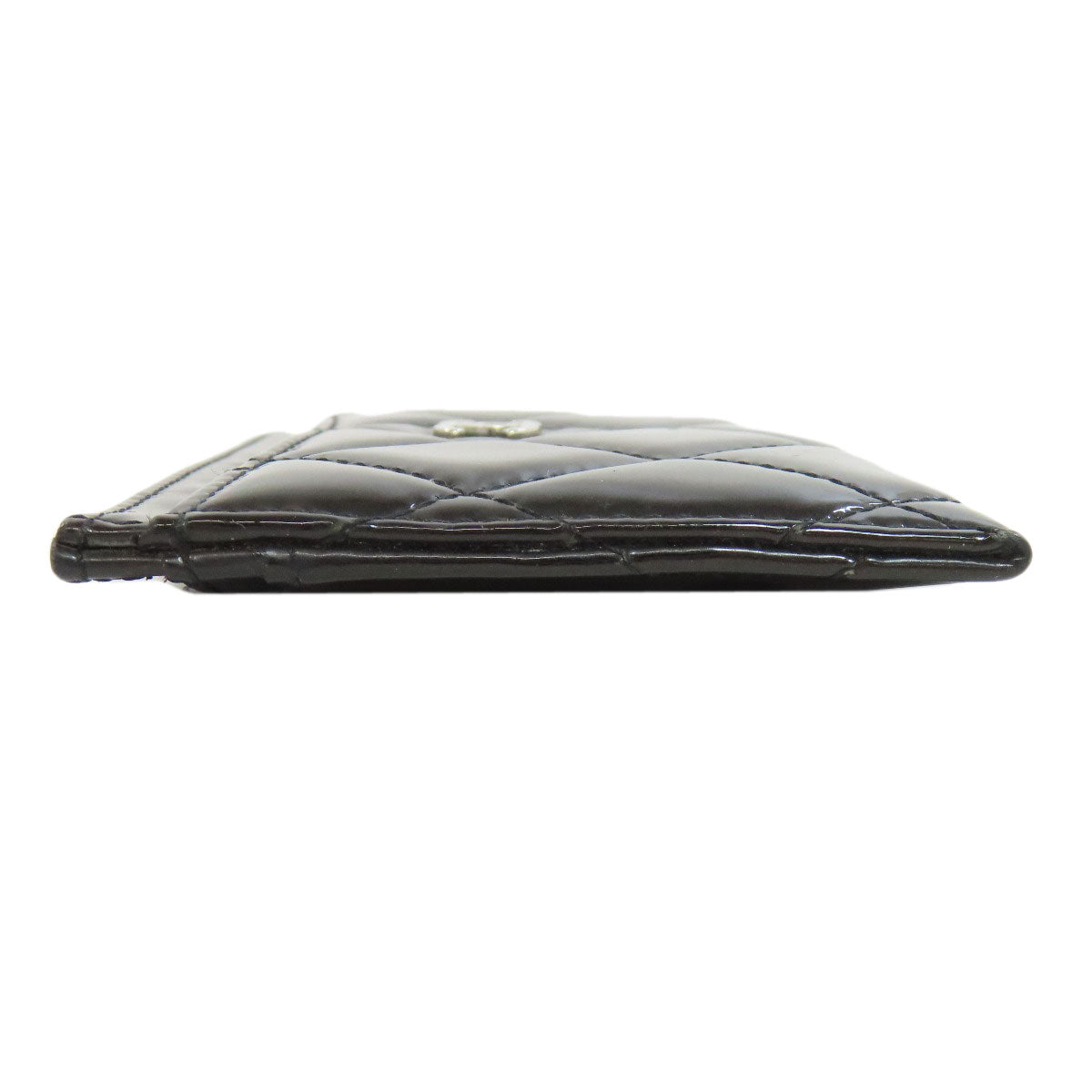 CHANEL Card Case Patent leather black Matelasse COCO Mark SilverMetal Women