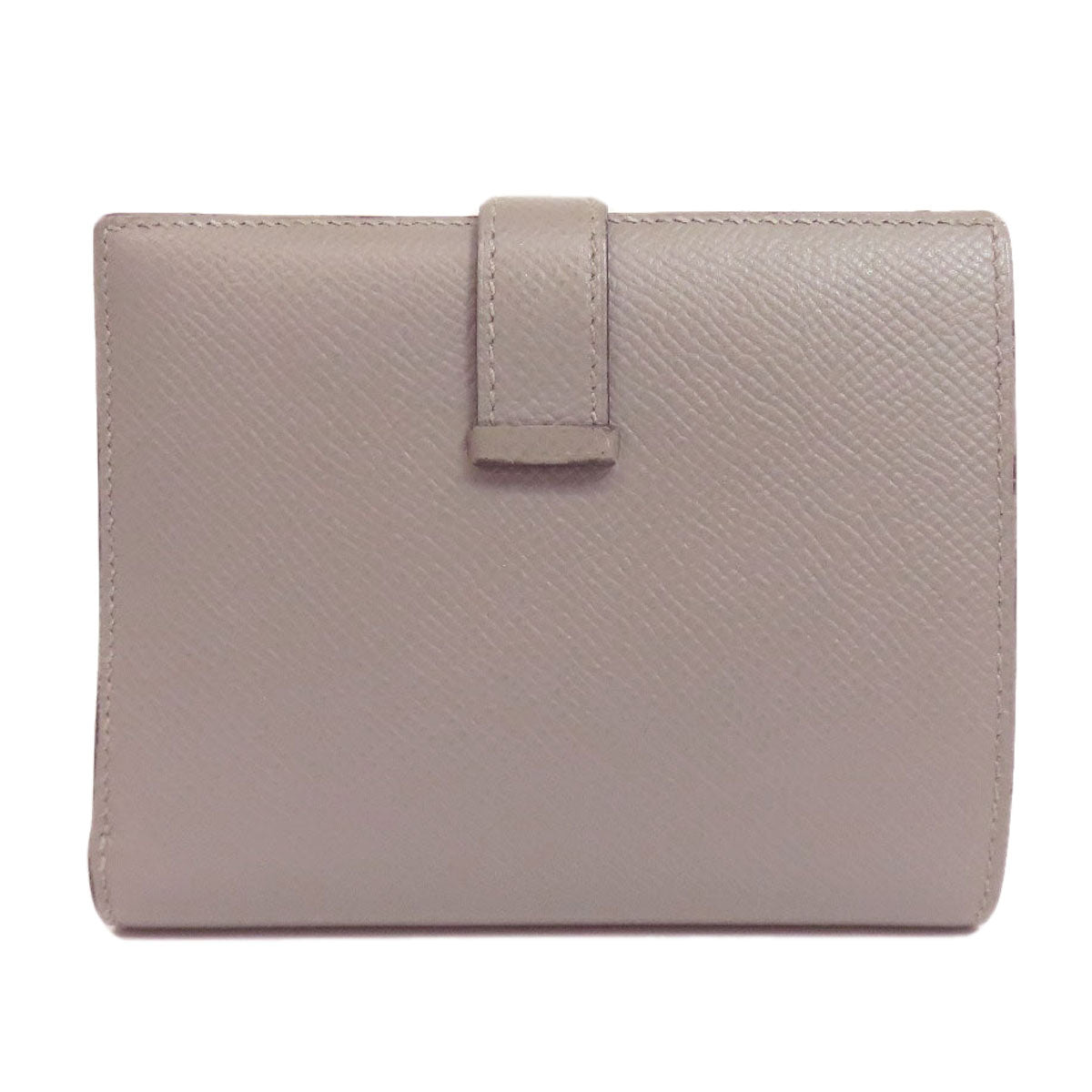 HERMES Bifold Wallet Epsom gray Bearn Compact SilverMetal Women