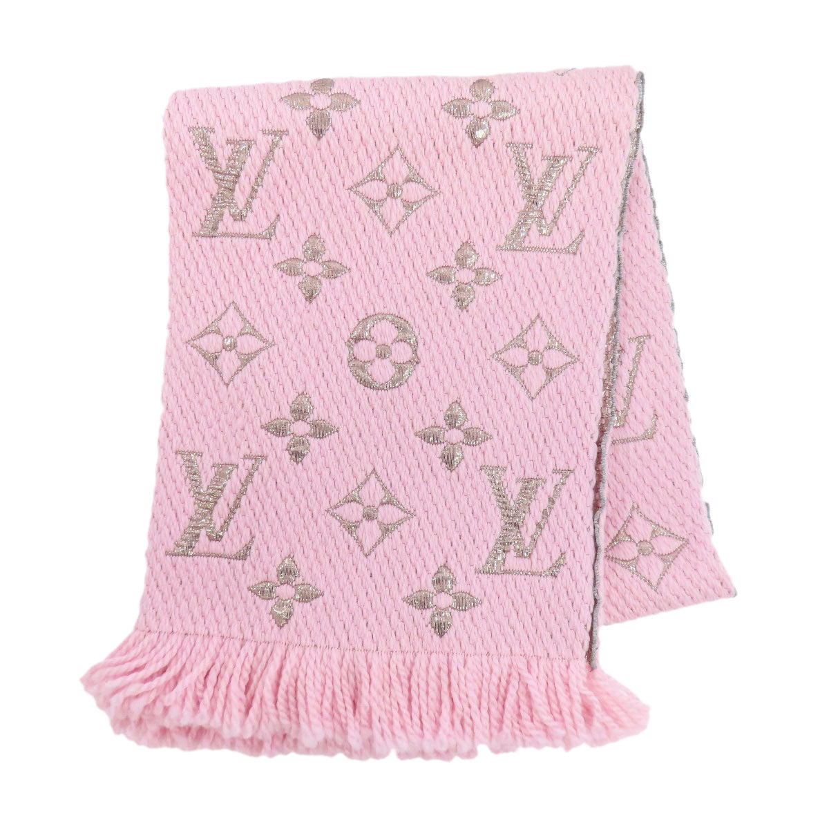 LOUIS VUITTON Scarf M70466 Wool, Silk pink Escalp Logomania Shine Women