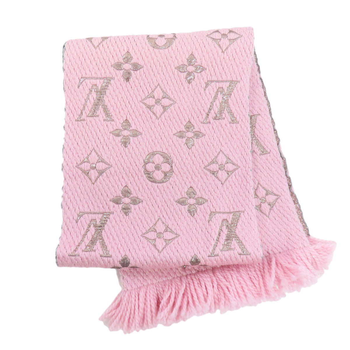 LOUIS VUITTON Scarf M70466 Wool, Silk pink Escalp Logomania Shine Women