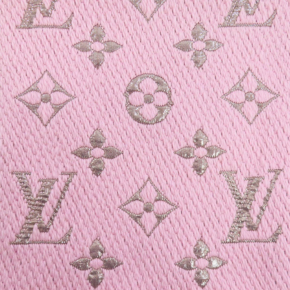 LOUIS VUITTON Scarf M70466 Wool, Silk pink Escalp Logomania Shine Women