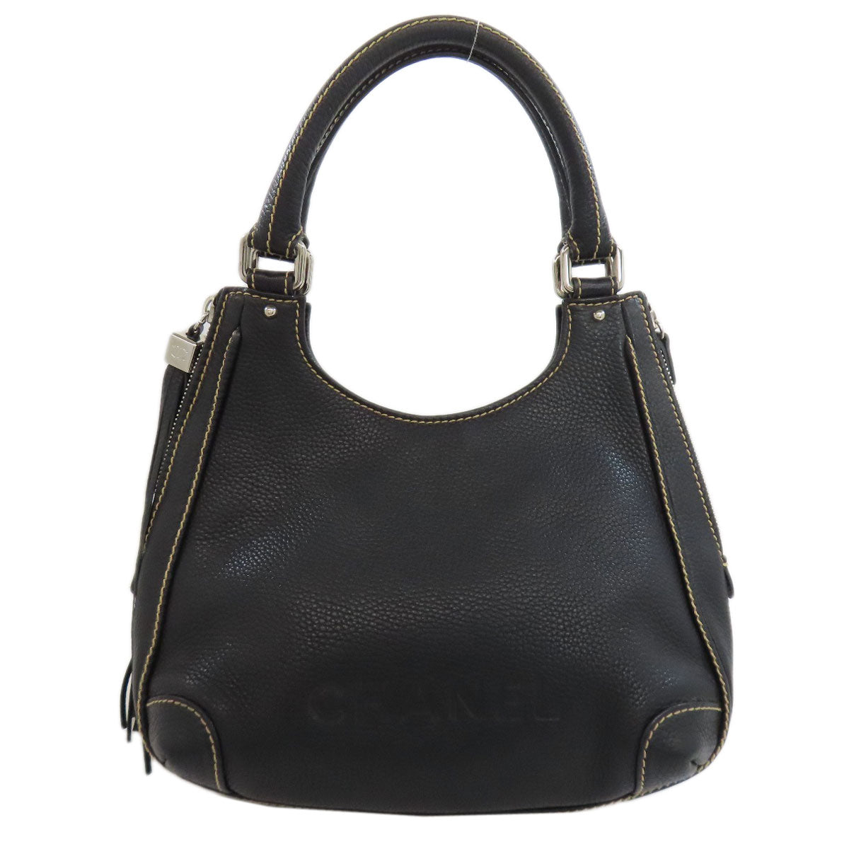 CHANEL Handbag Calfskin black logo Women