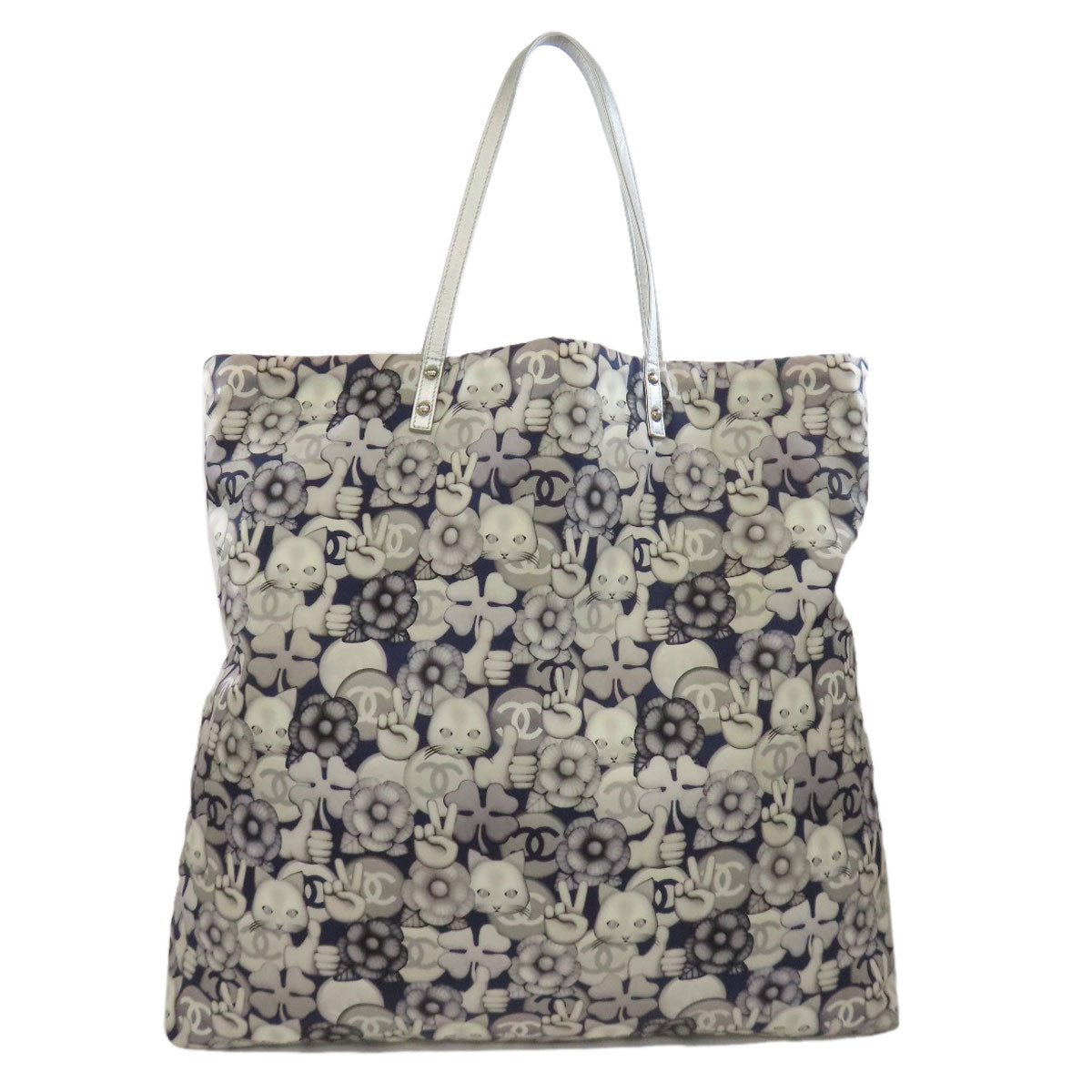 CHANEL Tote Bag Nylon gray Cat motif Women