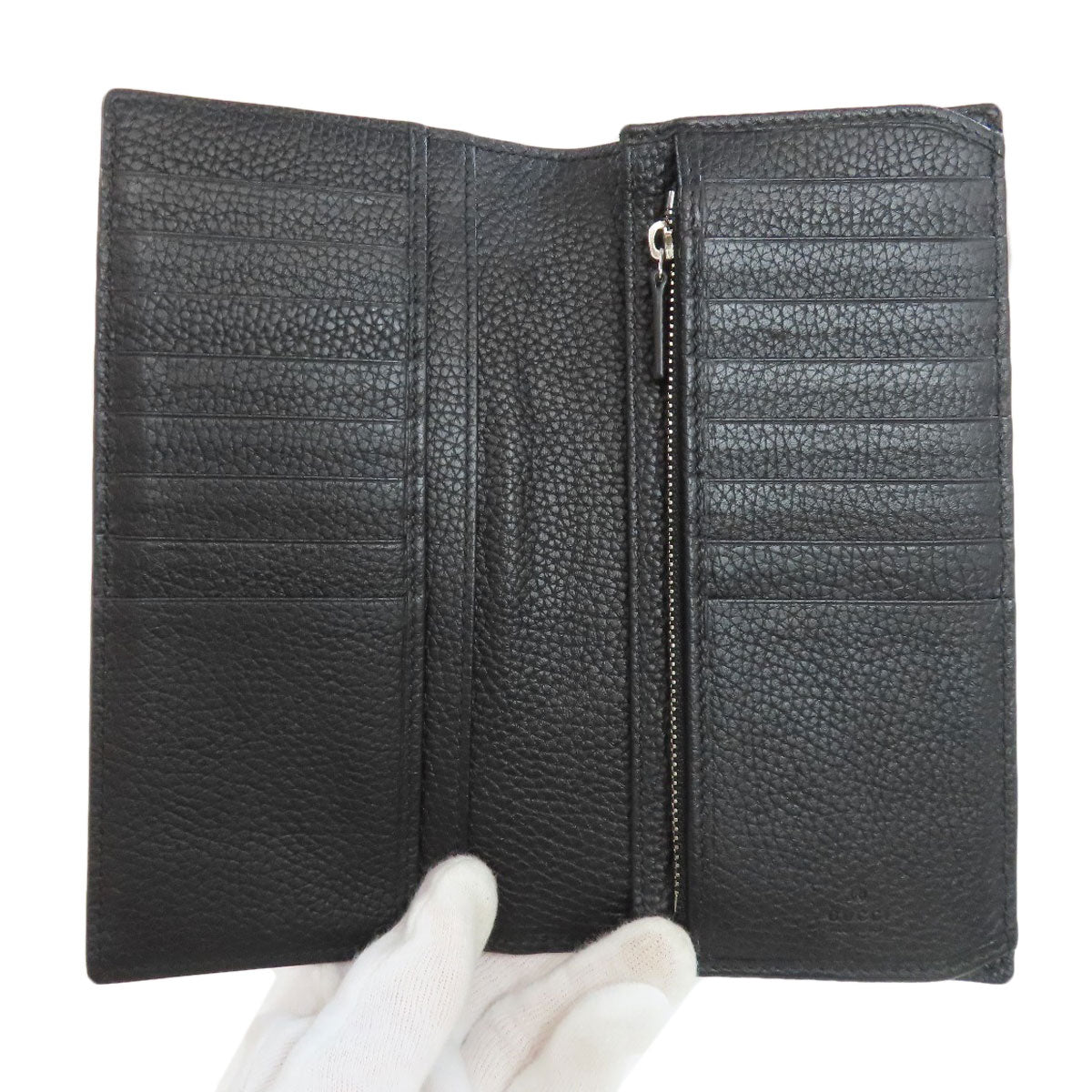 GUCCI Long Wallet Purse 795296 leather black logo mens
