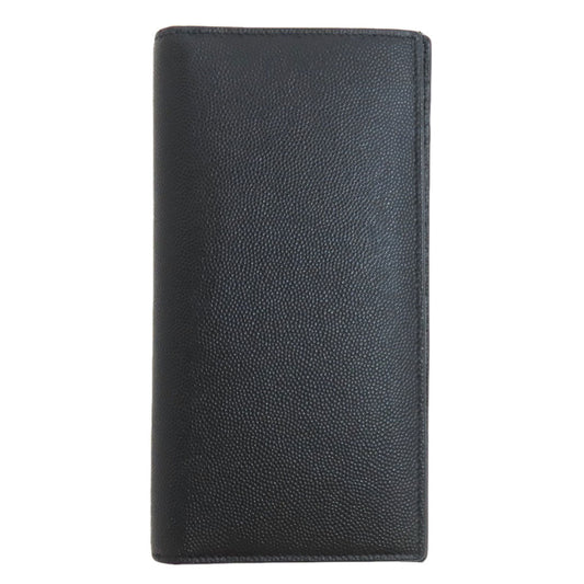 SAINT LAURENT Long Wallet Purse leather black Simple design mens