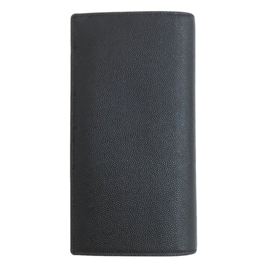 SAINT LAURENT Long Wallet Purse leather black Simple design mens