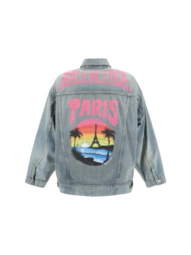 Luxury Balenciaga Trending 2025 Paris Tropical Denim Jacket Blue
