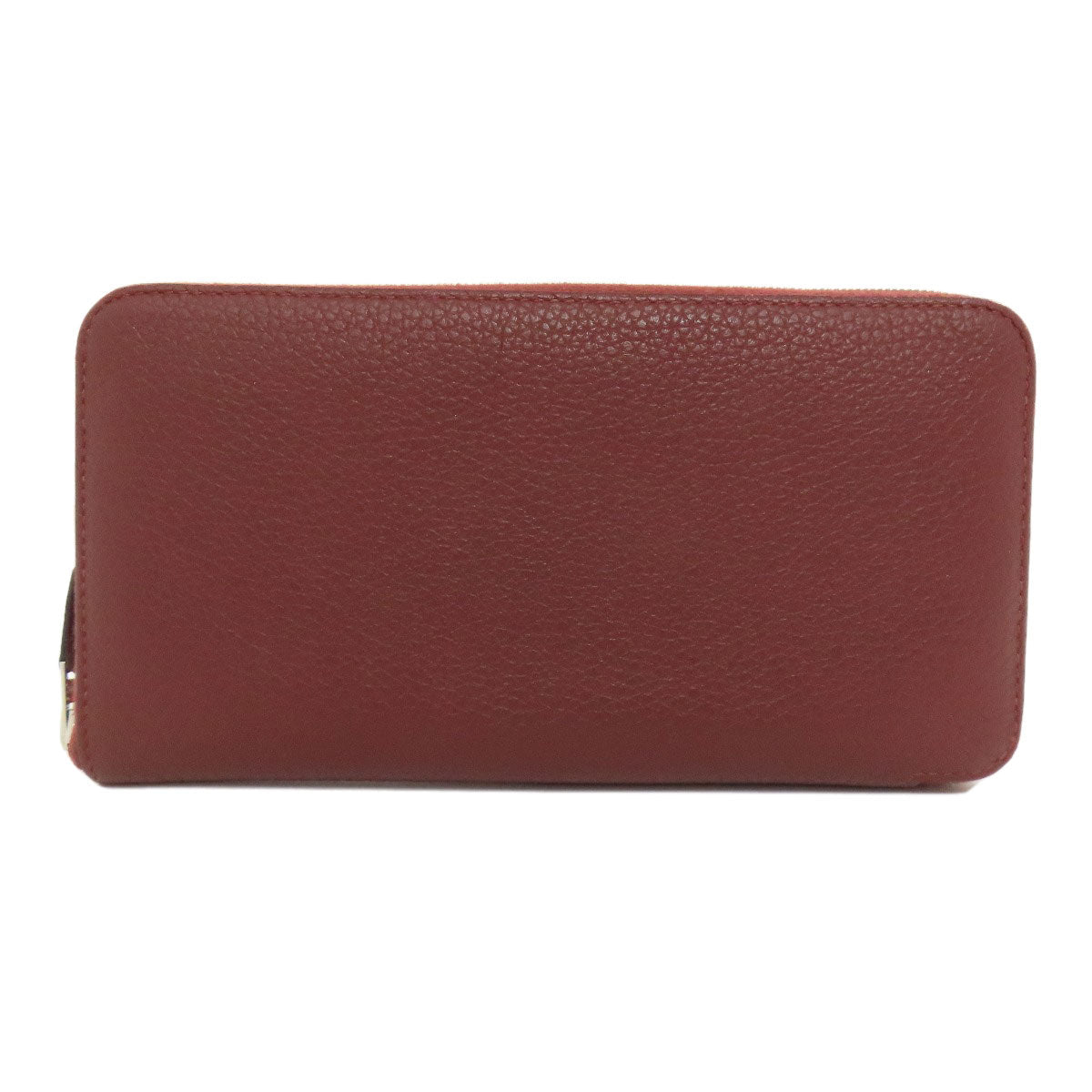 HERMES Long Wallet Purse Togo Red Azap Long Rouge Serie SilverMetal Women
