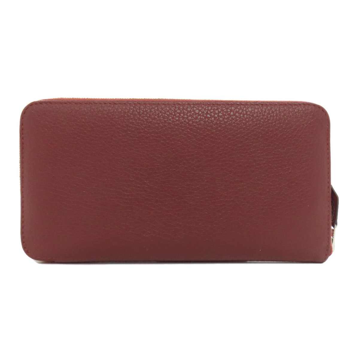 HERMES Long Wallet Purse Togo Red Azap Long Rouge Serie SilverMetal Women