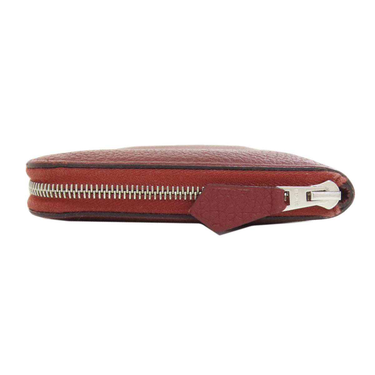 HERMES Long Wallet Purse Togo Red Azap Long Rouge Serie SilverMetal Women