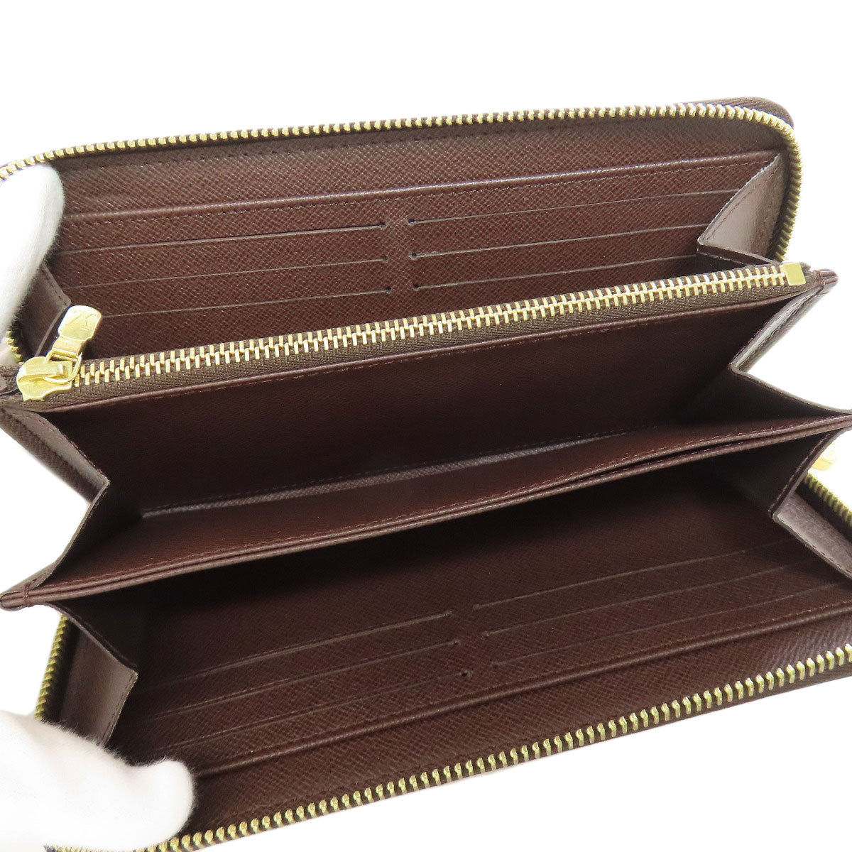 LOUIS VUITTON Long Wallet Purse N41661 Damier canvas Brown Zippy wallet Women