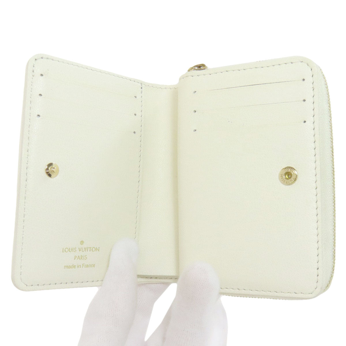 LOUIS VUITTON Bifold Wallet M11909 Calfskin white Portefeuilleï¿½ELoup Monogram Flower Women