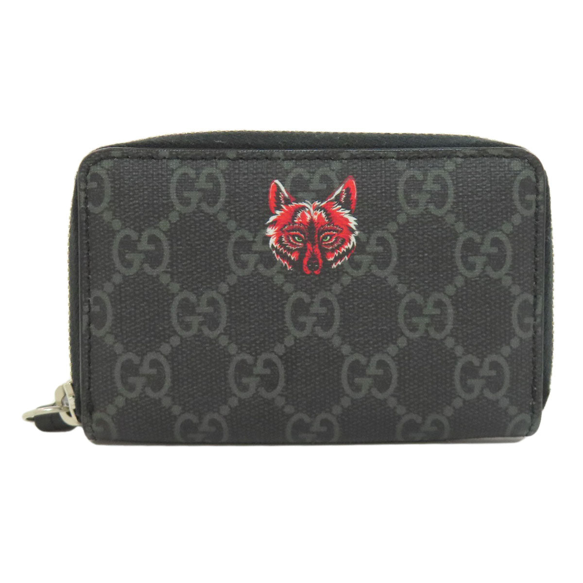 GUCCI Card Case 451276 PVC black Wolf GG Supreme Women