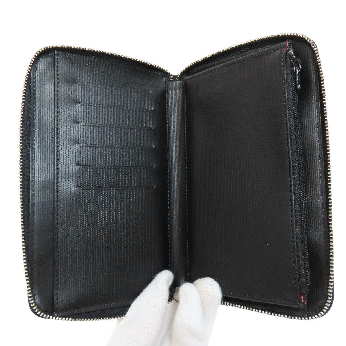 CHANEL Long Wallet Purse Nylon black Travel line Women
