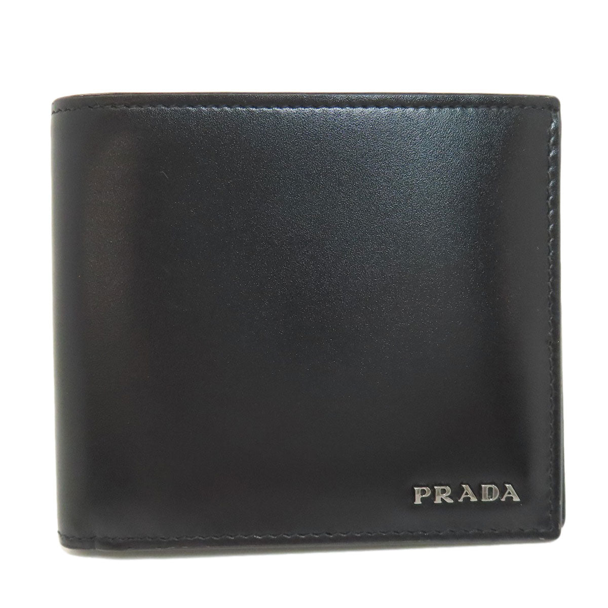 PRADA Bifold Wallet leather black logo mens