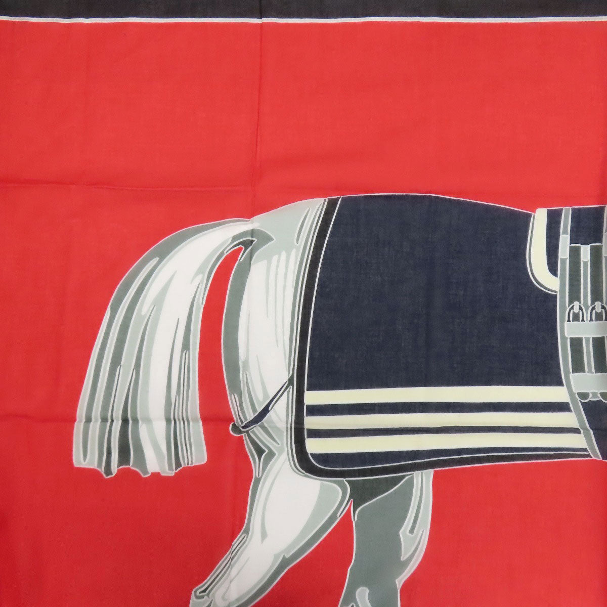 HERMES Stall cotton Red Horse pattern Women