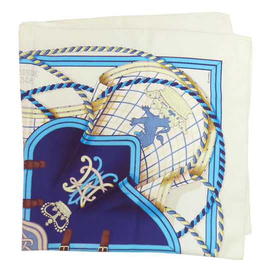 HERMES scarf silk blue Carre90 Horse Dress Women