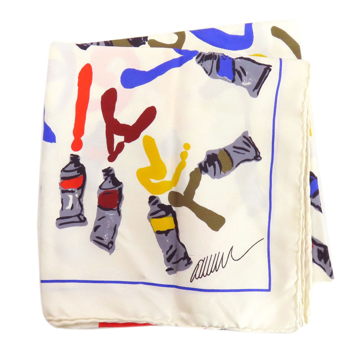 LOUIS VUITTON scarf silk white Paint pattern Women