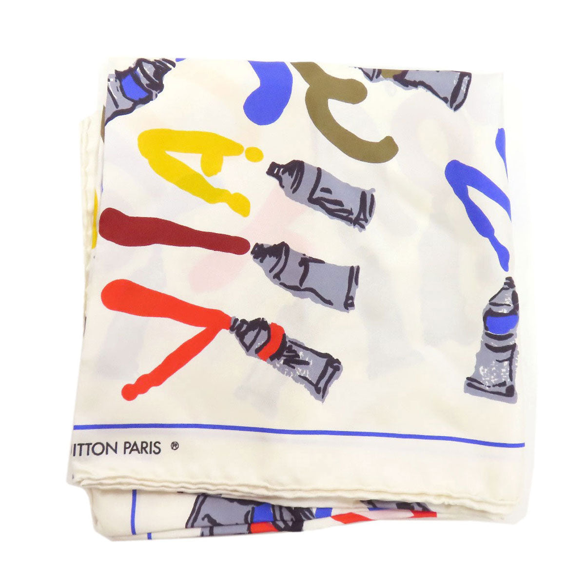 LOUIS VUITTON scarf silk white Paint pattern Women