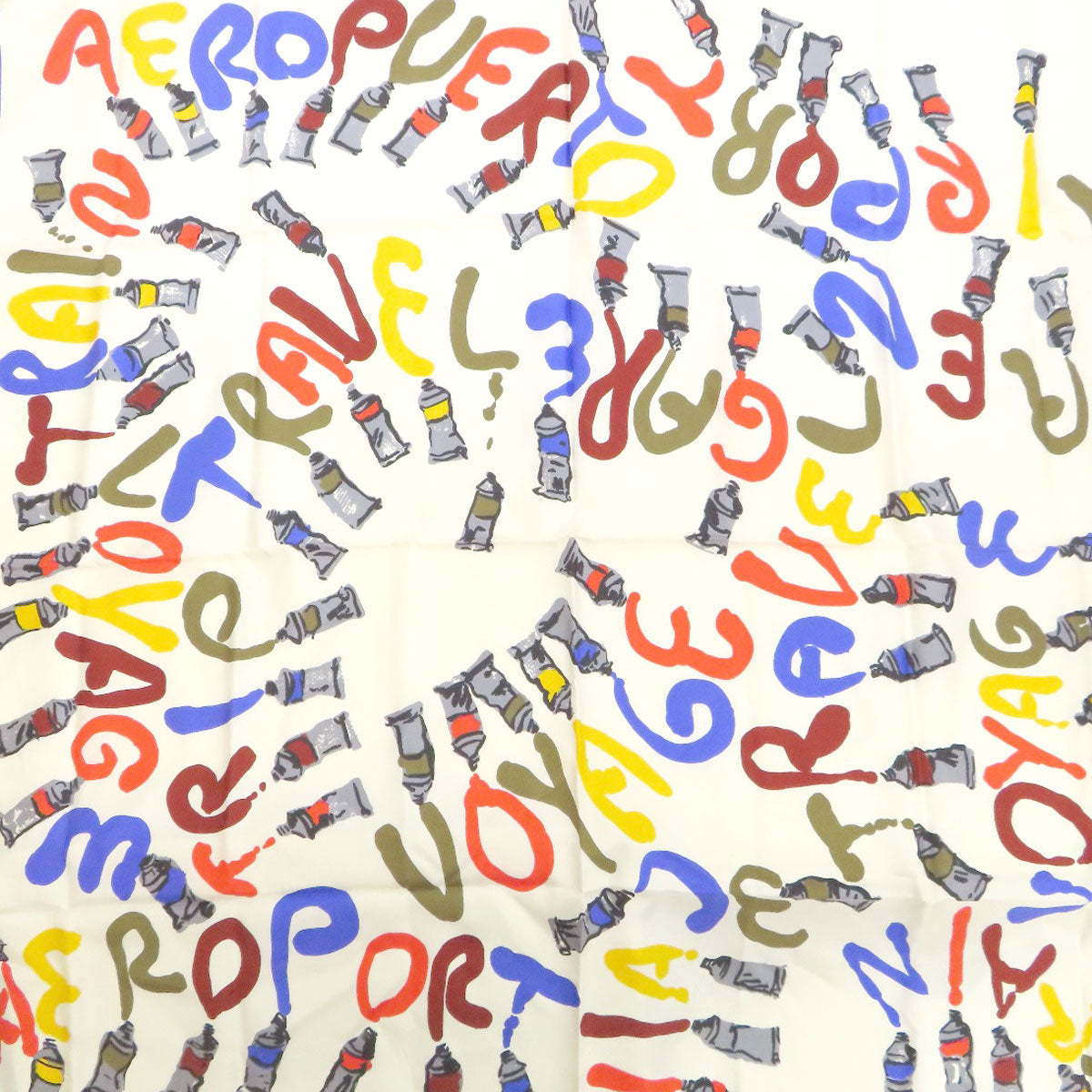 LOUIS VUITTON scarf silk white Paint pattern Women