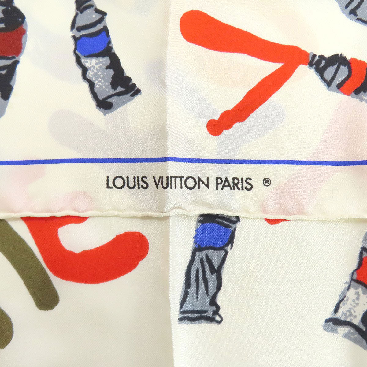 LOUIS VUITTON scarf silk white Paint pattern Women