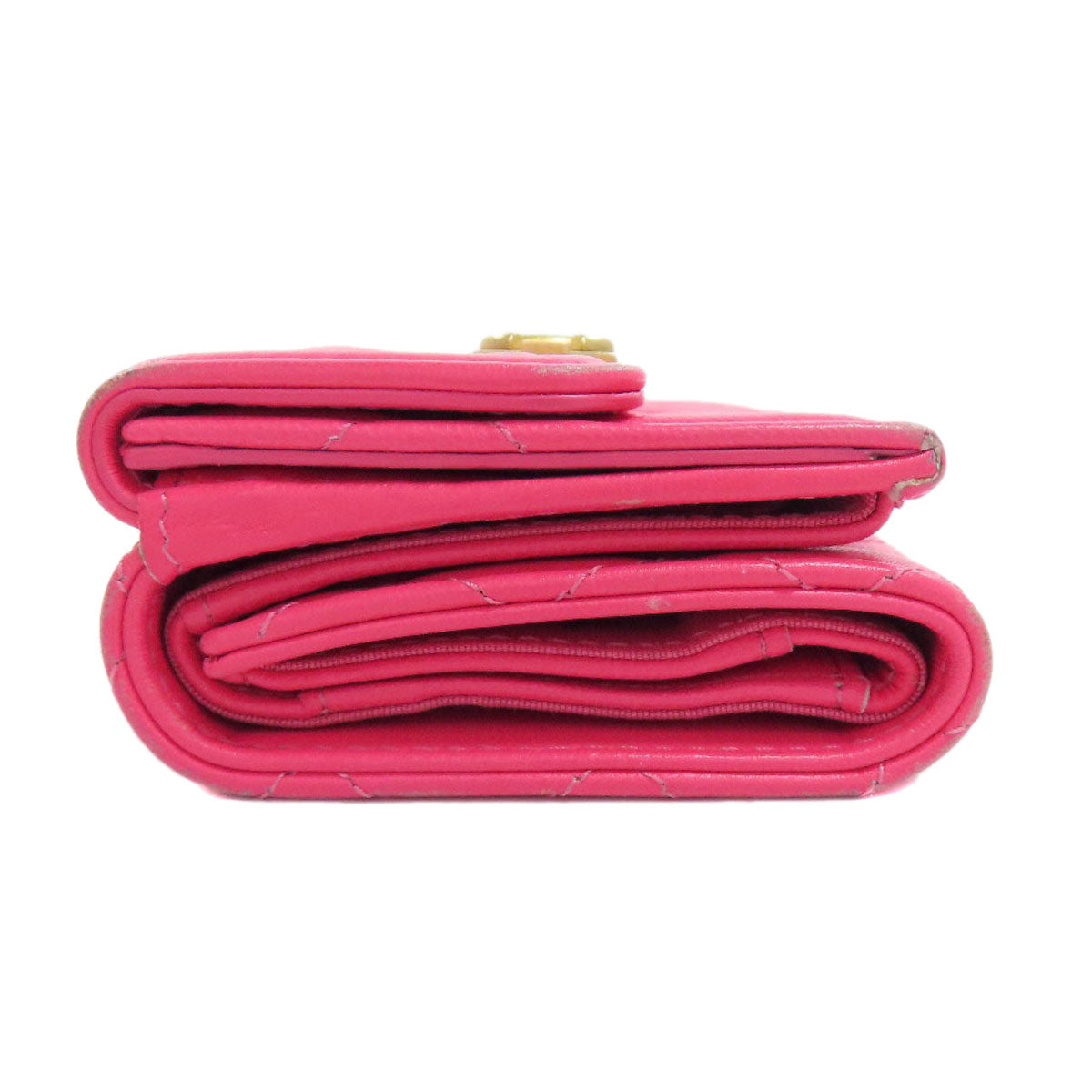 CHANEL Bifold Wallet Calfskin pink Tri-fold Boy Chanel Women