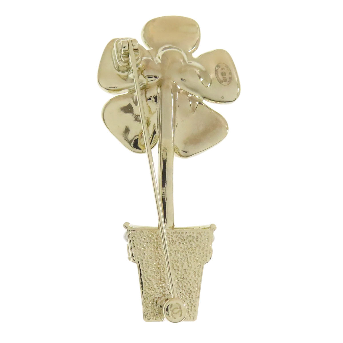 CHANEL Brooch metallic gold flour