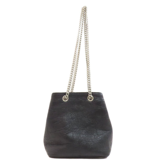 SAINT LAURENT Shoulder Bag leather black Embossed Chain