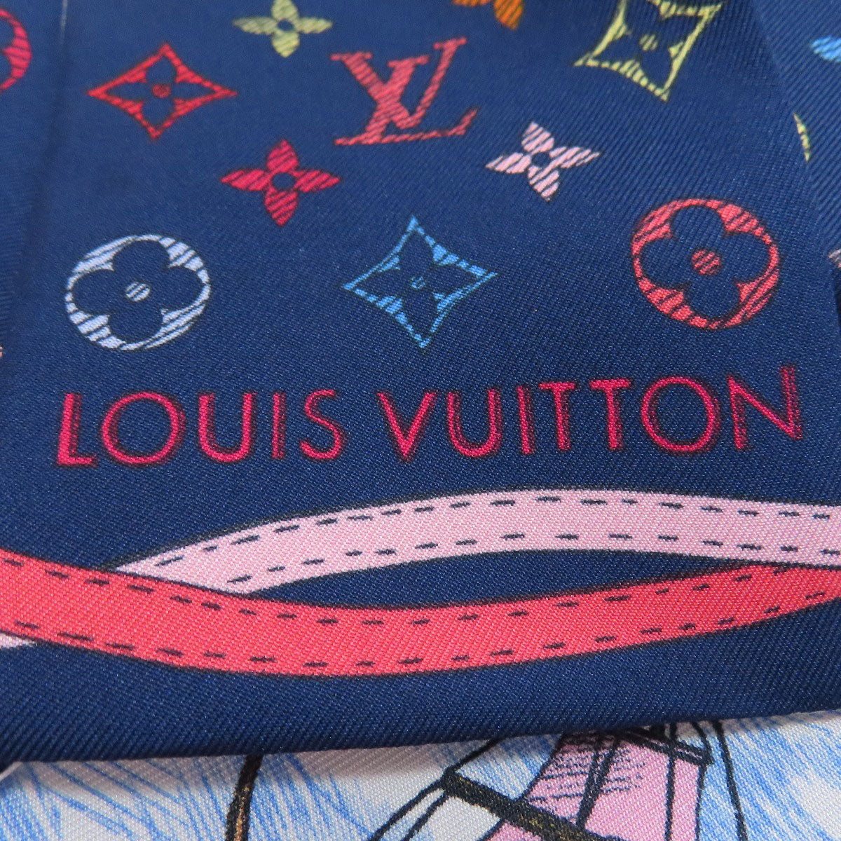 LOUIS VUITTON scarf M77681 silk Navy Bando Women