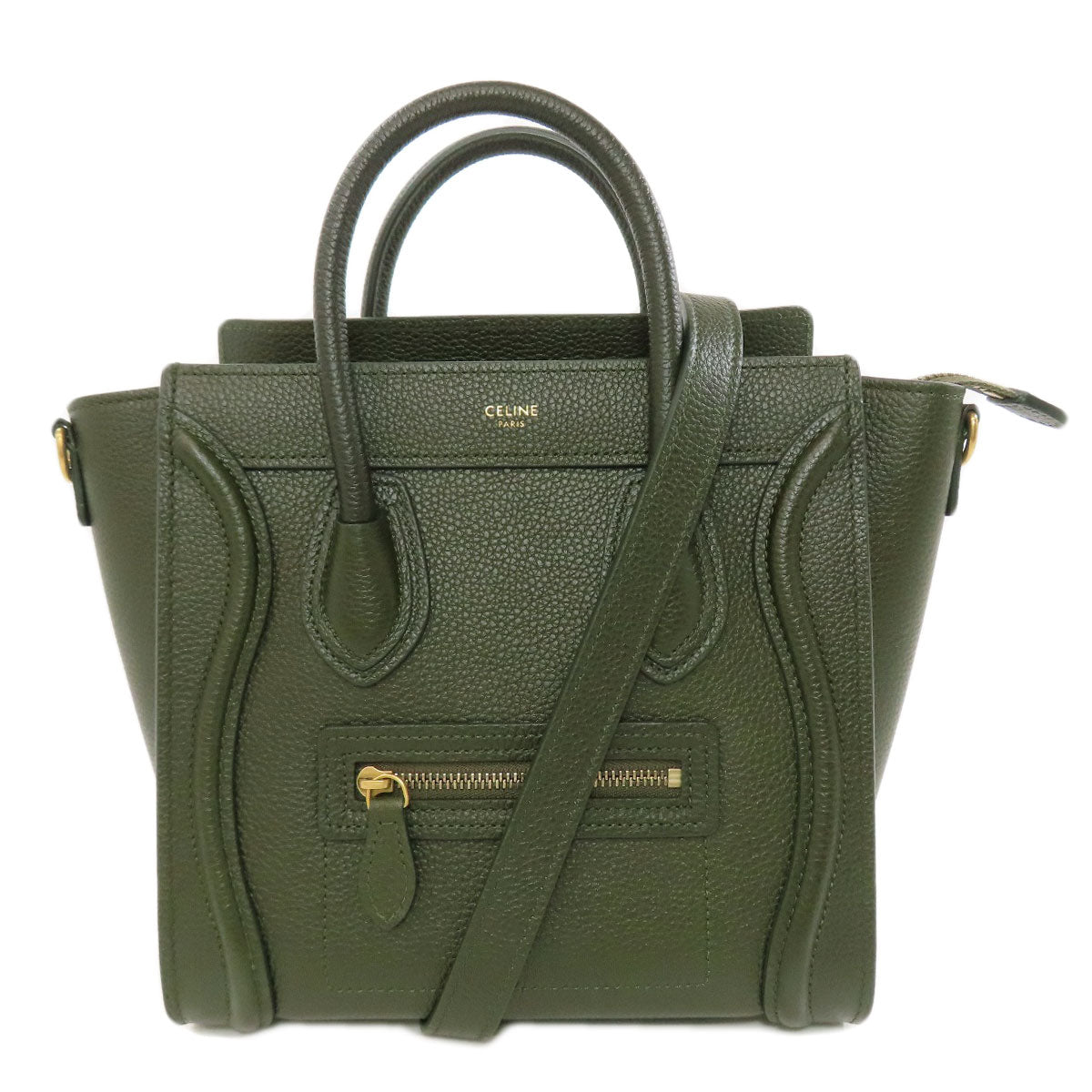 CELINE Handbag Calfskin green Luggage nano 2 WAY
