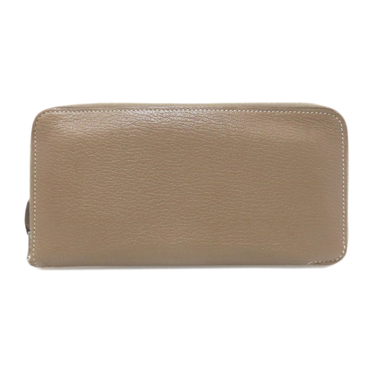 HERMES Long Wallet Purse Calfskin beige Azap Classic Etop SilverMetal Women