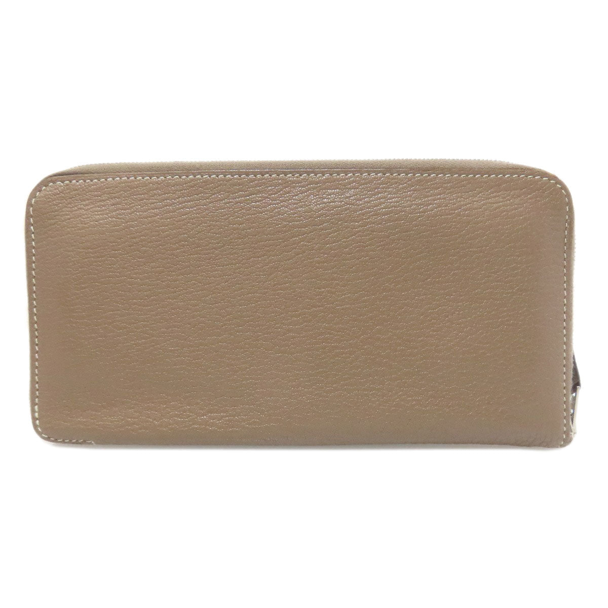 HERMES Long Wallet Purse Calfskin beige Azap Classic Etop SilverMetal Women