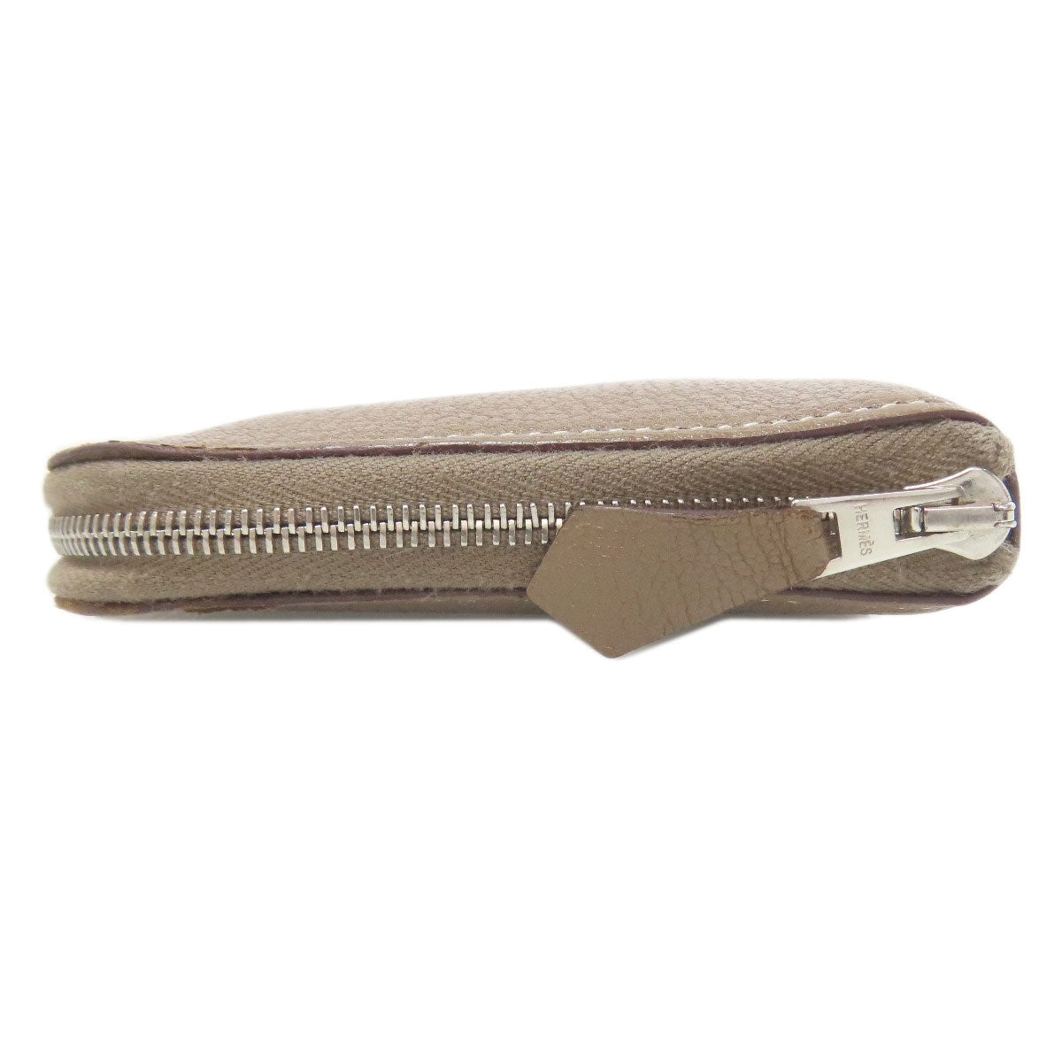 HERMES Long Wallet Purse Calfskin beige Azap Classic Etop SilverMetal Women