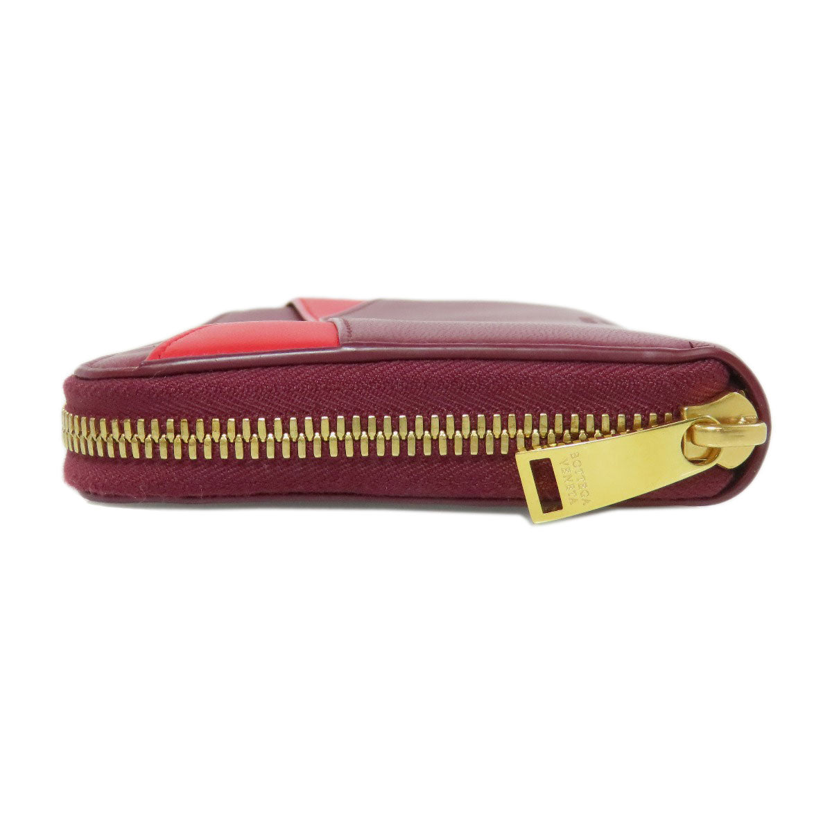 BOTTEGAVENETA Long Wallet Purse Calfskin Red Zip Around Women