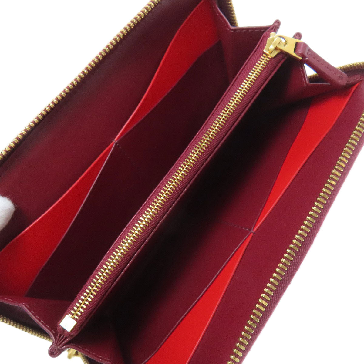 BOTTEGAVENETA Long Wallet Purse Calfskin Red Zip Around Women