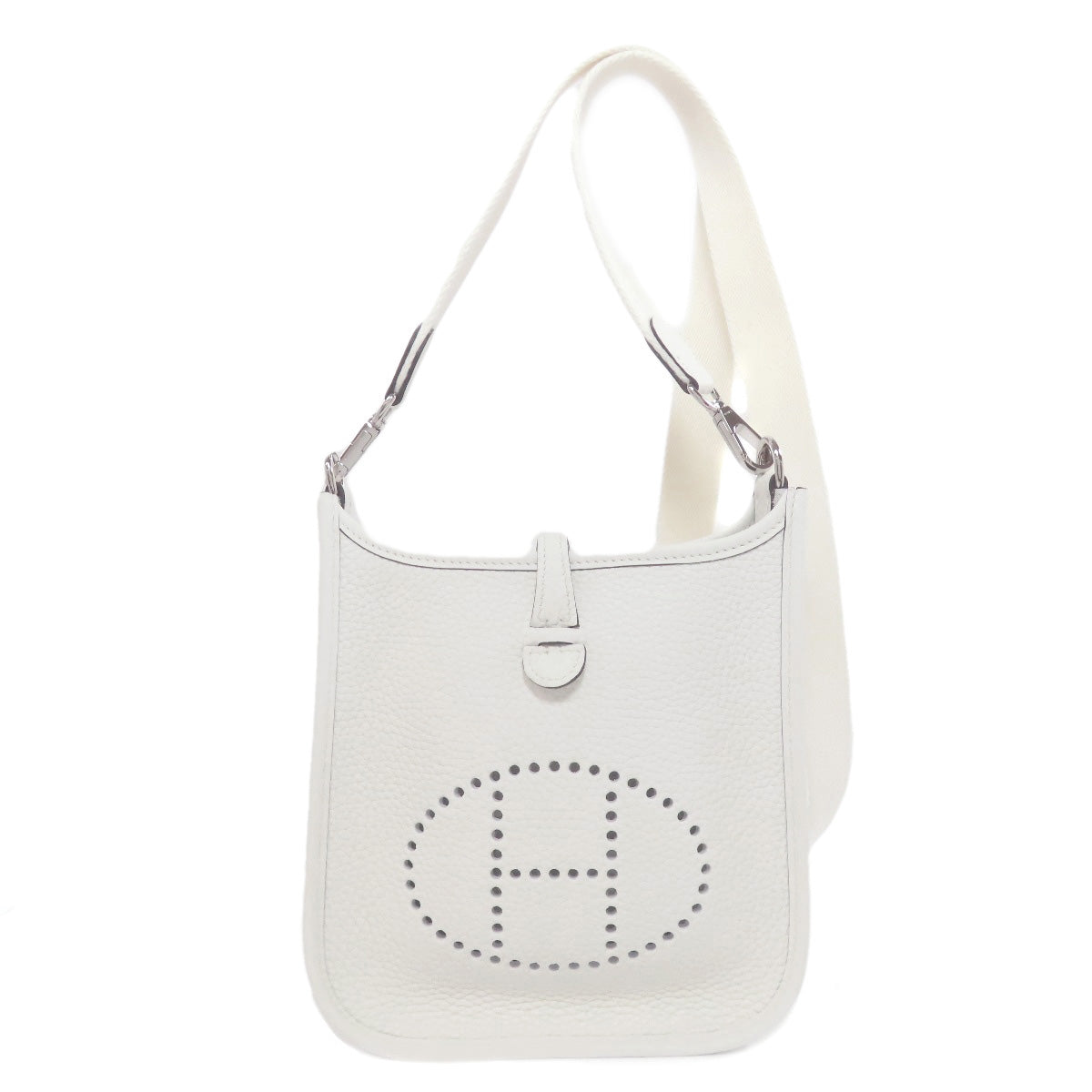 HERMES Shoulder Bag Taurillon Clemence white Evelyn 1 TPM SilverMetal Women