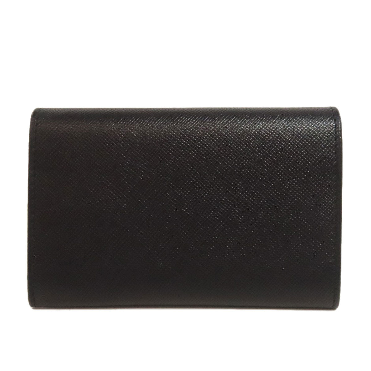PRADA Card Case M504A Safiano black Business card holder logoMetal Women