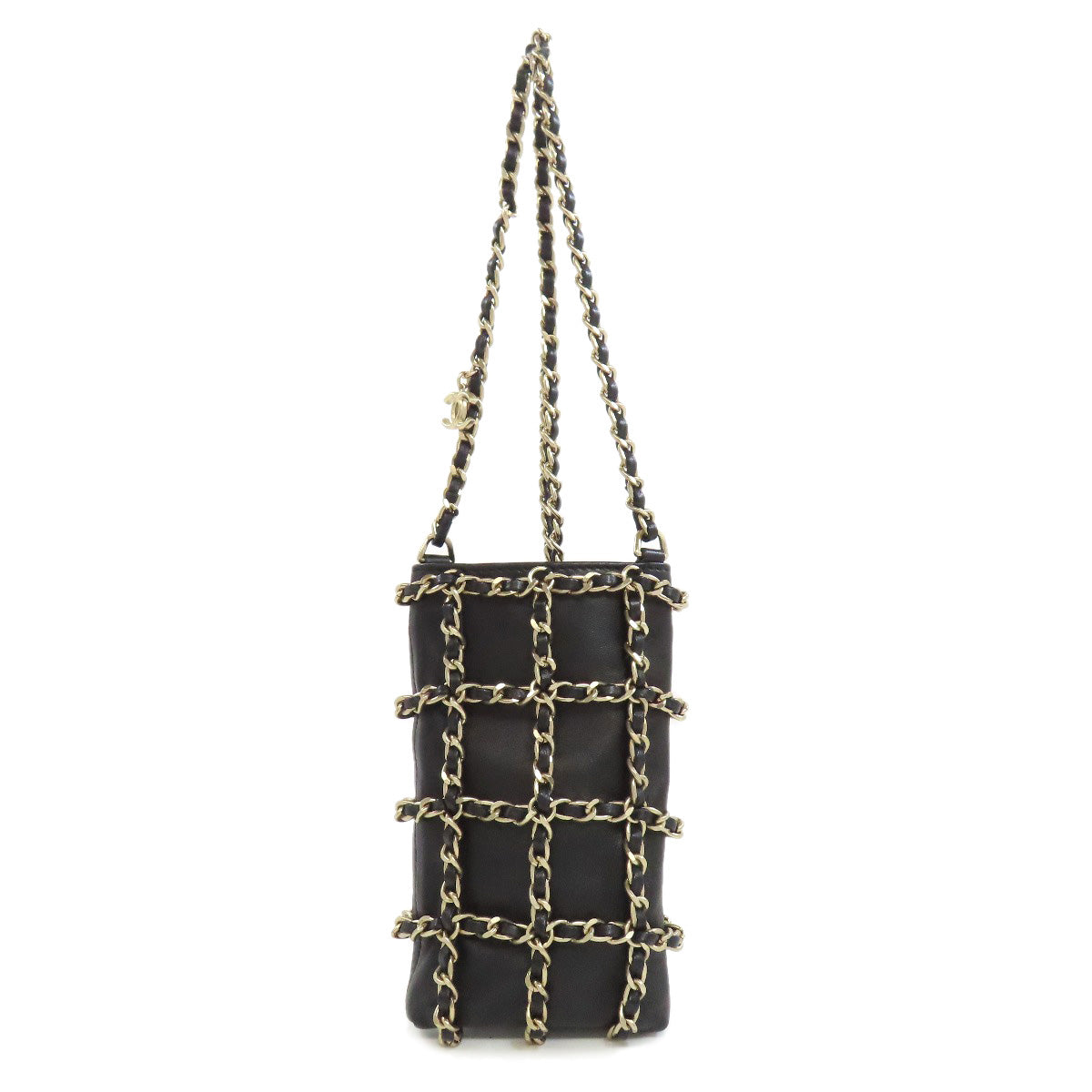 CHANEL Accessory pouch lambskin black ChainShoulder Pouch Gold Metal