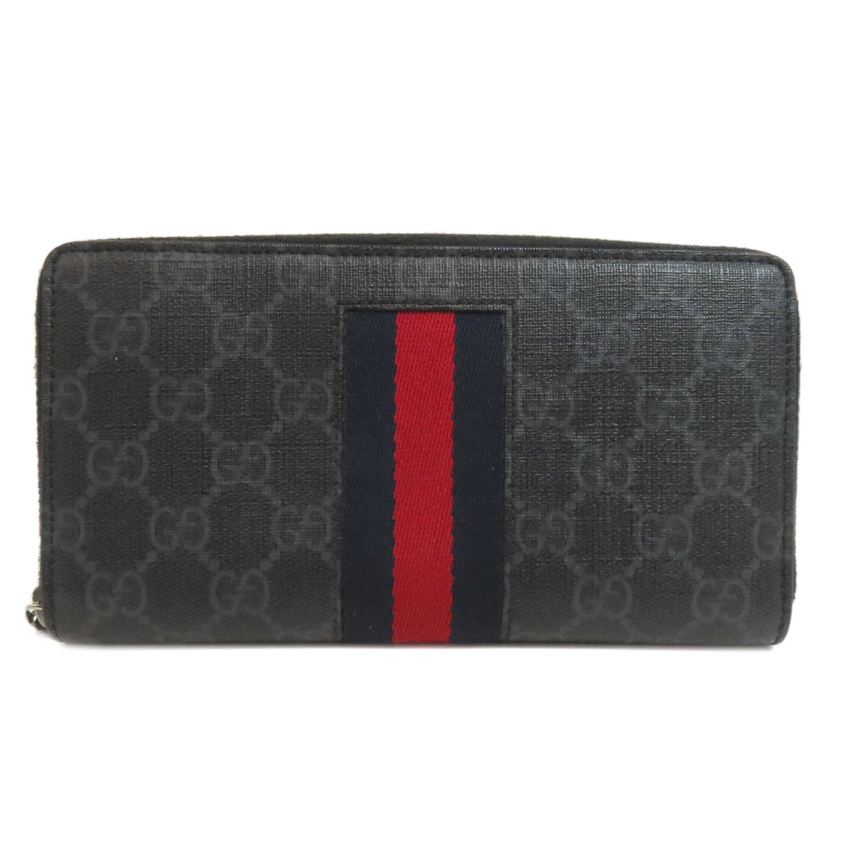 GUCCI Long Wallet Purse 408831 PVC black GG Supreme Shelly Line mens