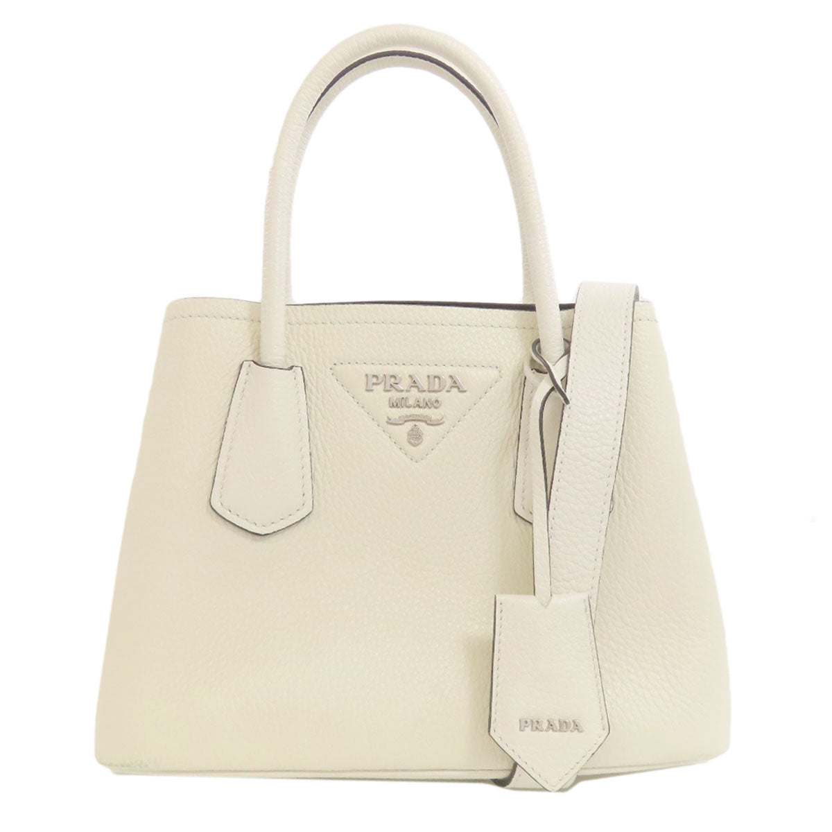 PRADA Handbag 1BG443 leather white 2WAY Women