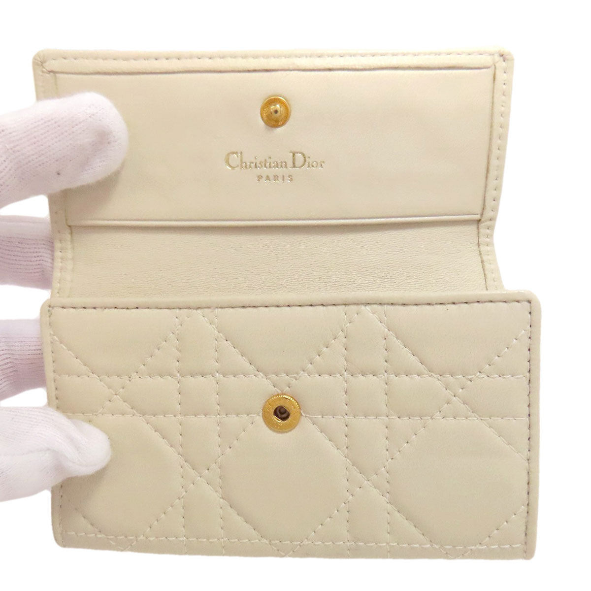 Christian Dior Key case Key holder  Calfskin white Canage