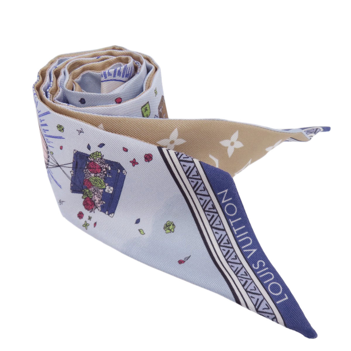 LOUIS VUITTON scarf M79533 silk blue Bandeau LV Eclipse