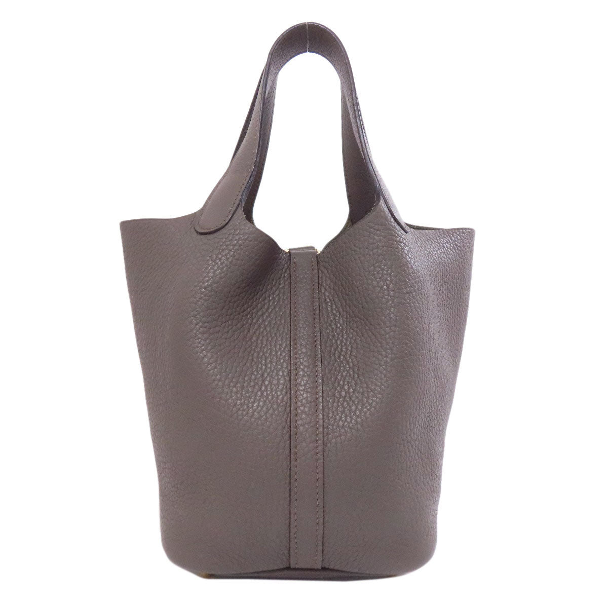 HERMES Handbag Taurillon Clemence gray Picotin Lock PM Gold Metal